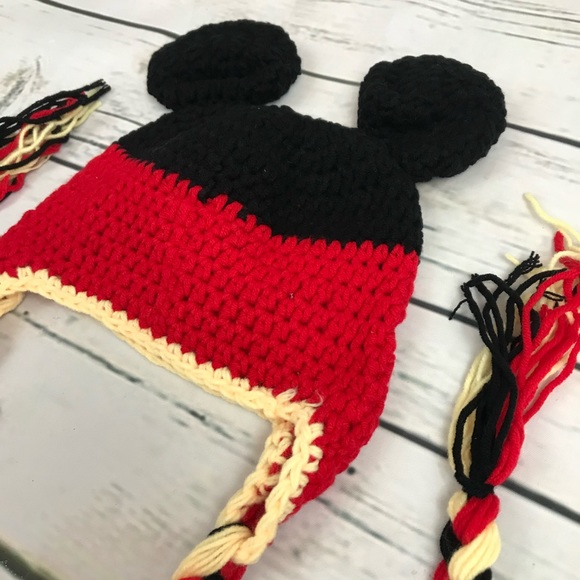 Mickey & Minnie Mouse Crochet Hats with Braided Ties - Picture 8 of 13
